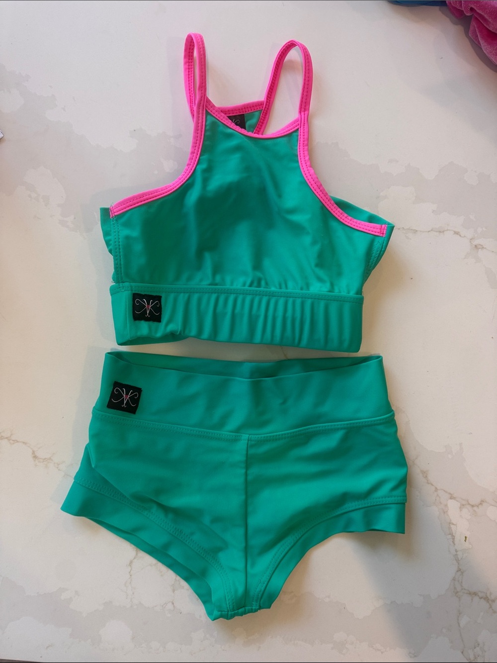 Girls' Teal and Pink Kandi Kouture Dance Set CL 7/8